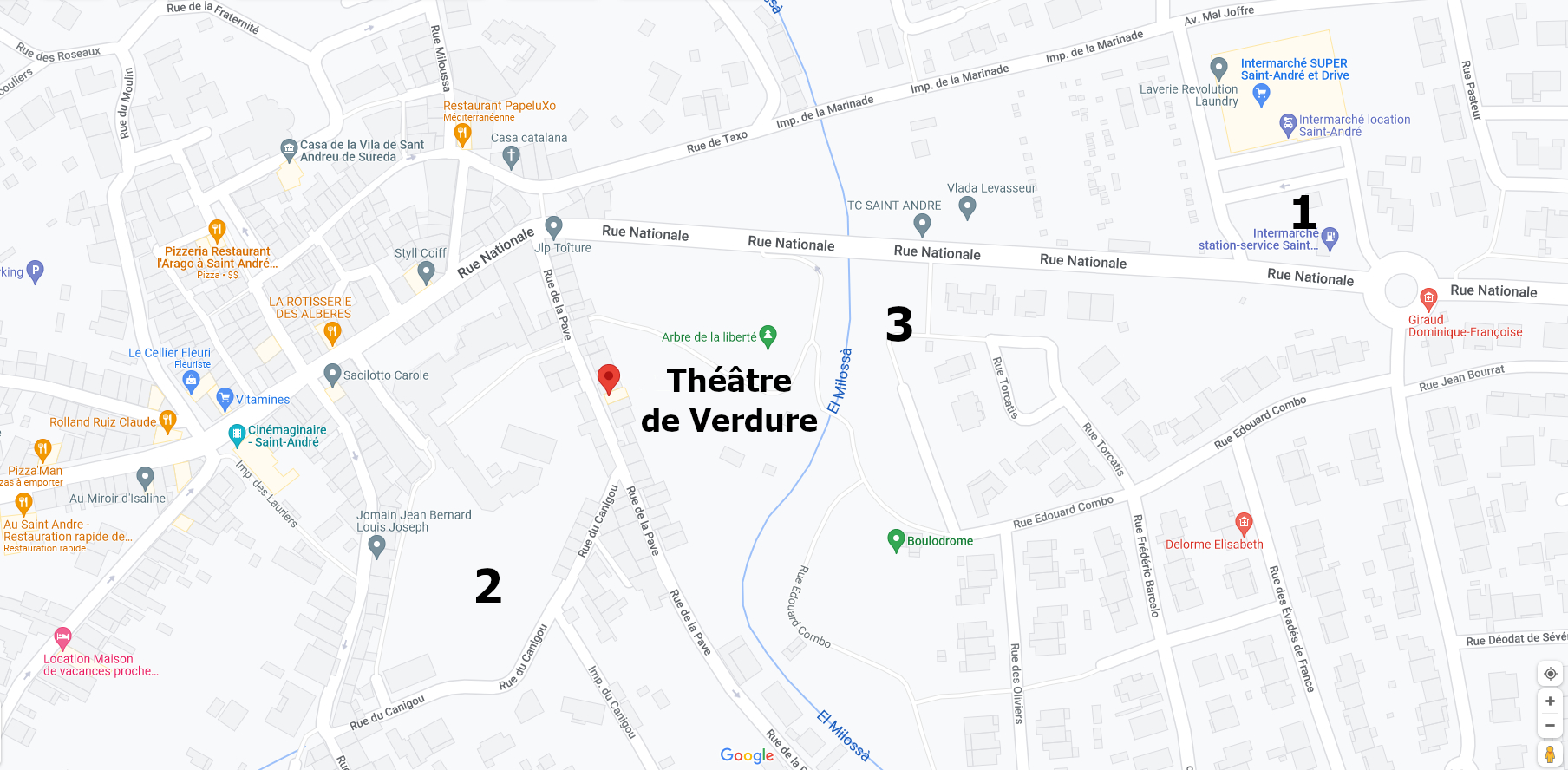 Carte parking Théâtre de Verdure à St-André